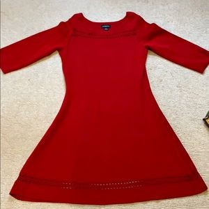 Red sweater dress with cut outs